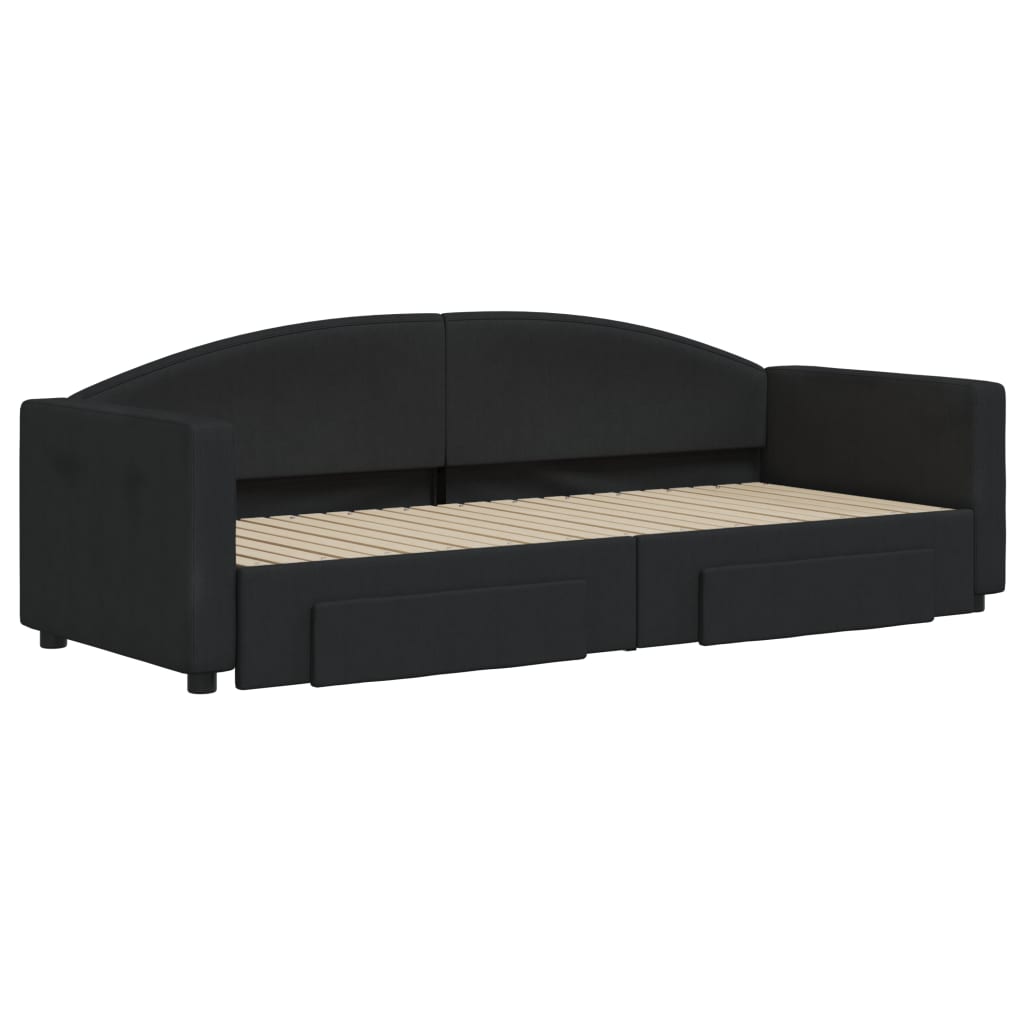 Dagseng med ekstrakt og skuffestoff - svart, 80 x 200 cm, med trekk og skuff - number 3.