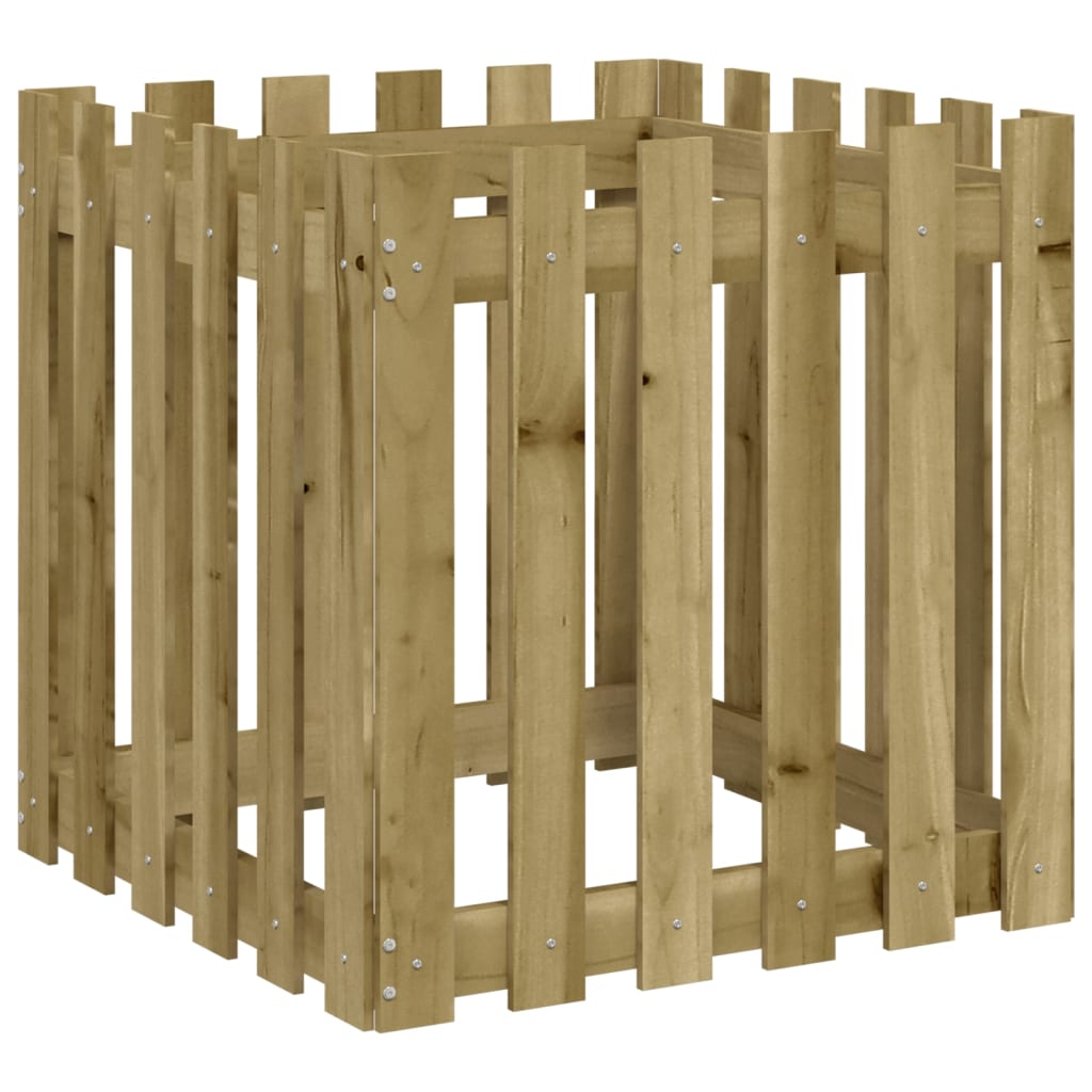 Planter with picket design impregnated pine - natural impregnation, 60 x 60 x 60 cm, 1 - number 2.