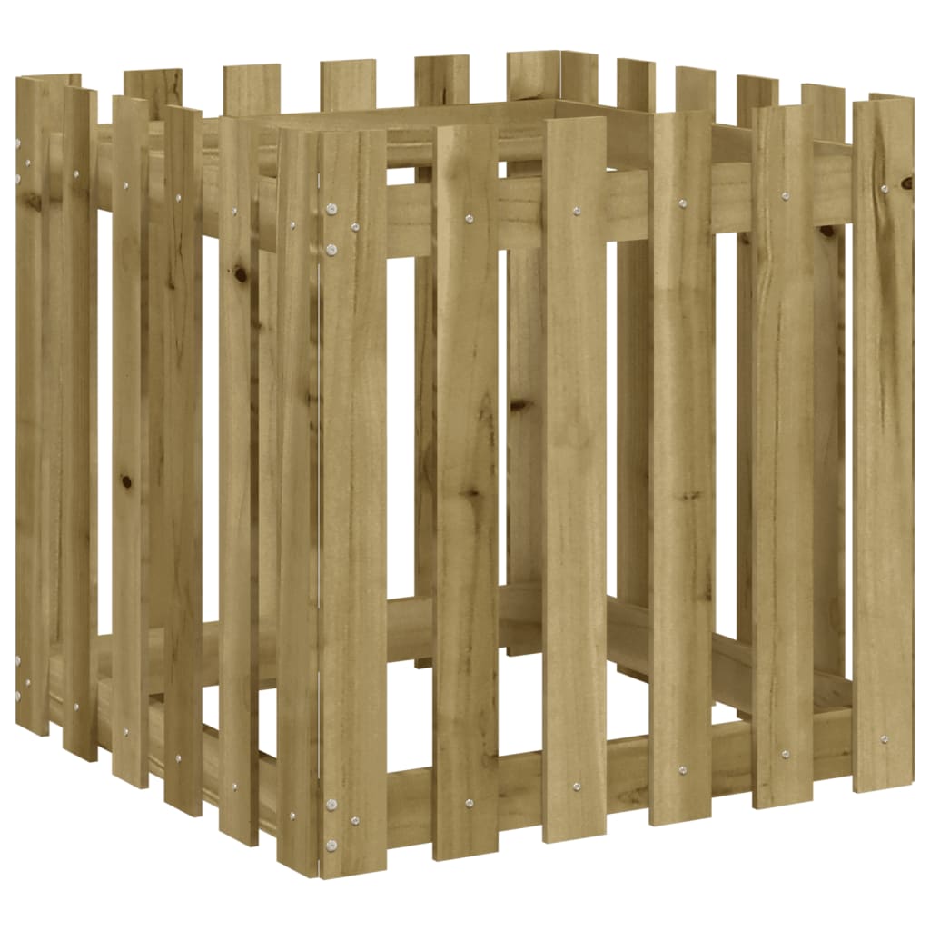 Planter with picket design impregnated pine - natural impregnation, 60 x 60 x 60 cm, 1 - number 4.