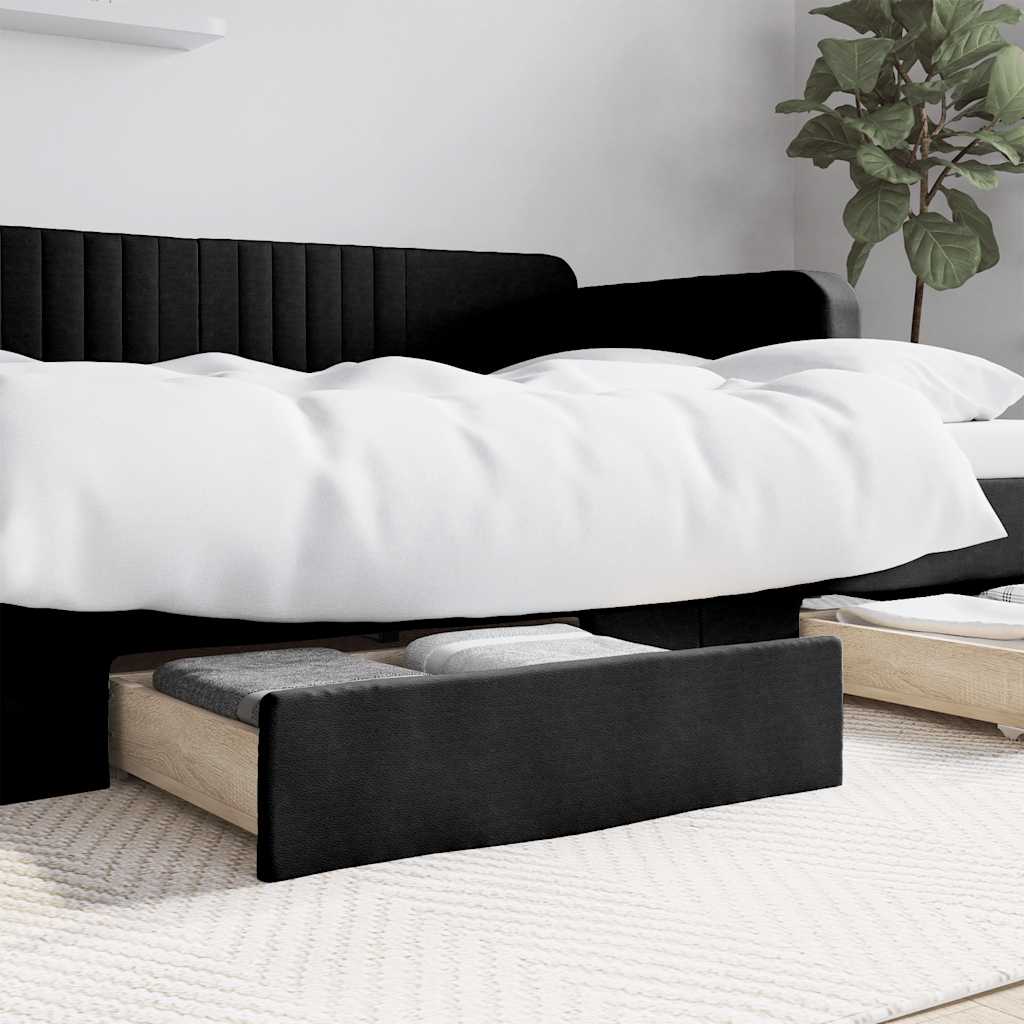 Bed drawers 2 pcs. engineered wood and faux leather - black - number 1.