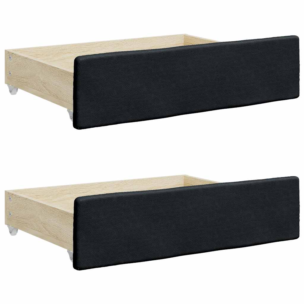 Bed drawers 2 pcs. engineered wood and faux leather - black - number 2.