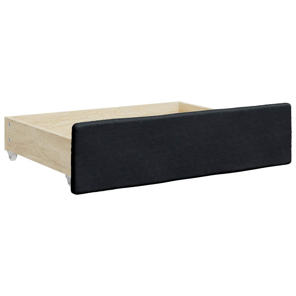 Bed drawers 2 pcs. engineered wood and faux leather - black - number 3.