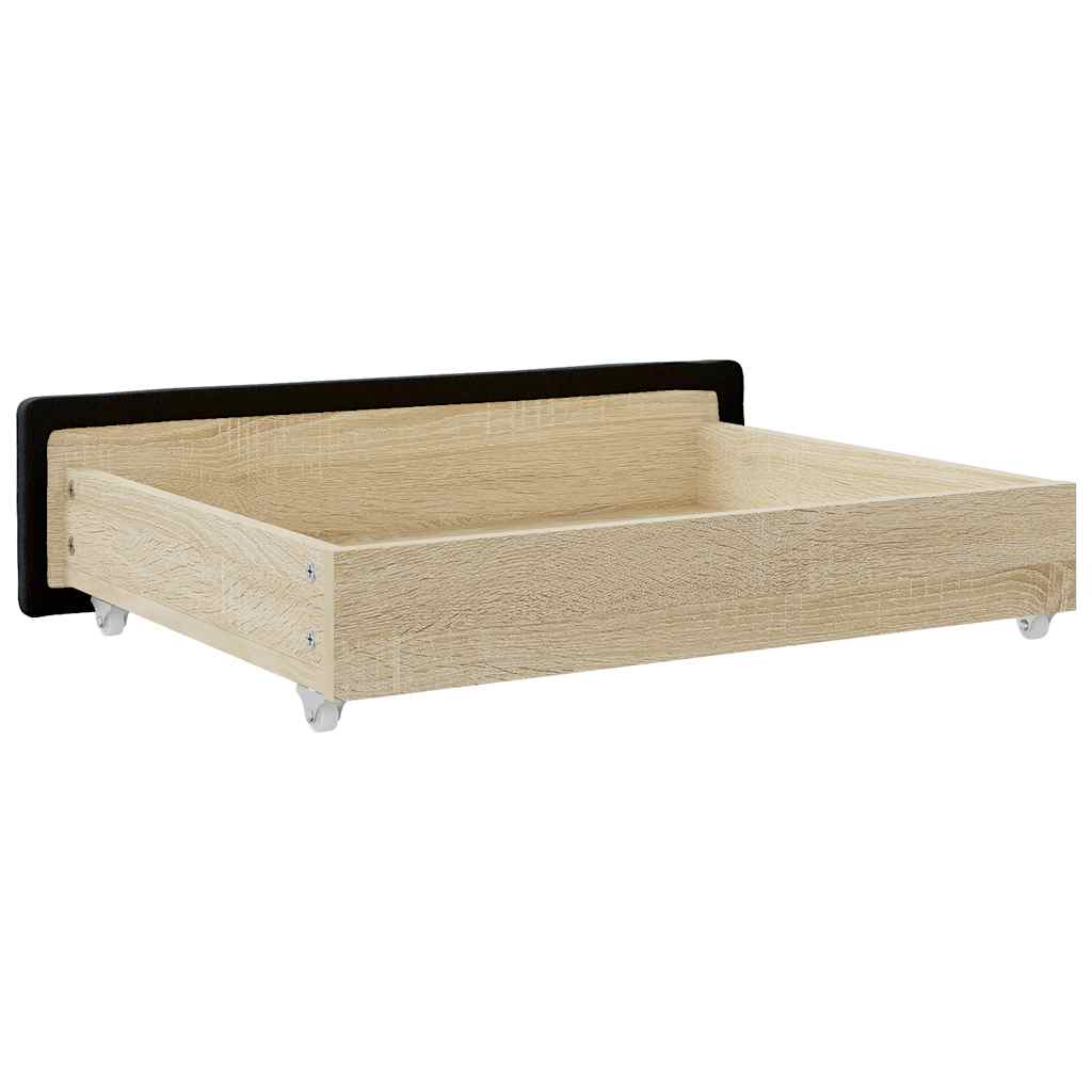 Bed drawers 2 pcs. engineered wood and faux leather - black - number 6.