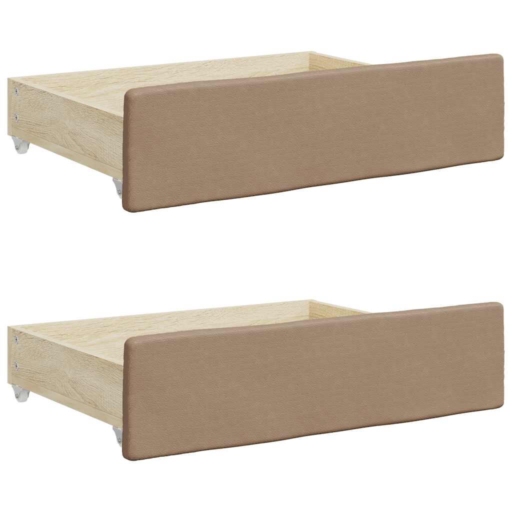 Bed drawers 2 pcs. engineered wood and artificial leather - cappuccino - number 2.