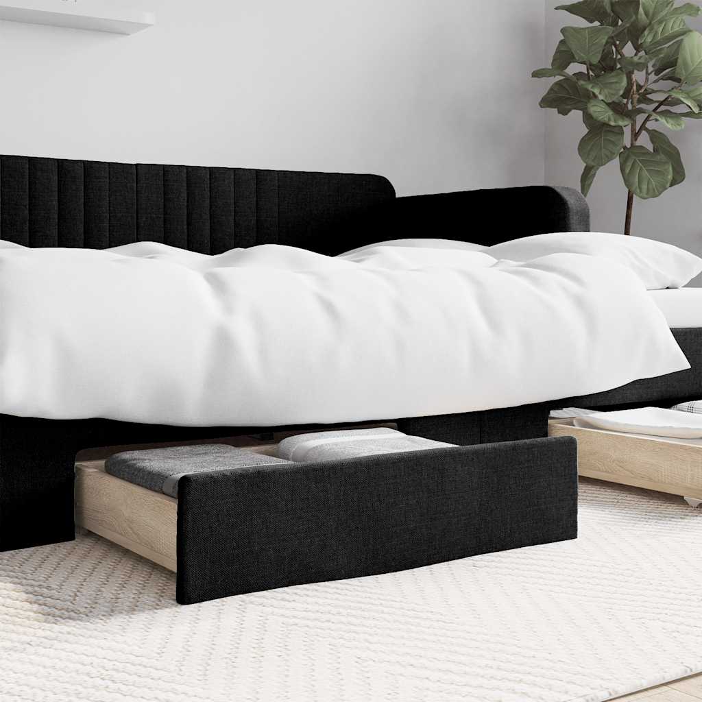 Bed drawers 2 pcs. engineered wood and fabric - black - number 1.