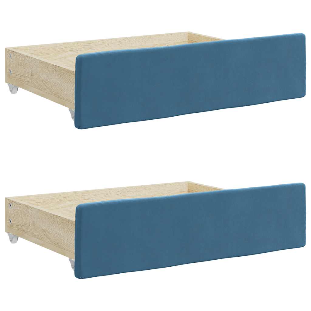 Bedside drawers 2 pcs. engineered wood and velour - blue - number 2.