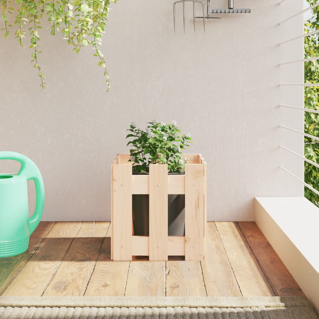 Planter box with picket design solid pine - pine natural, 30 x 30 x 30 cm, 1 - number 1.