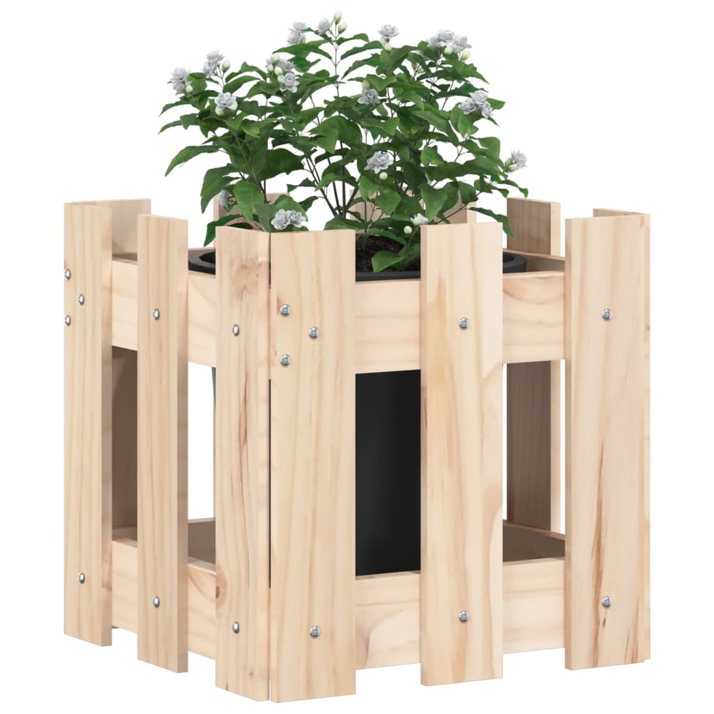 Planter box with picket design solid pine - pine natural, 30 x 30 x 30 cm, 1 - number 3.