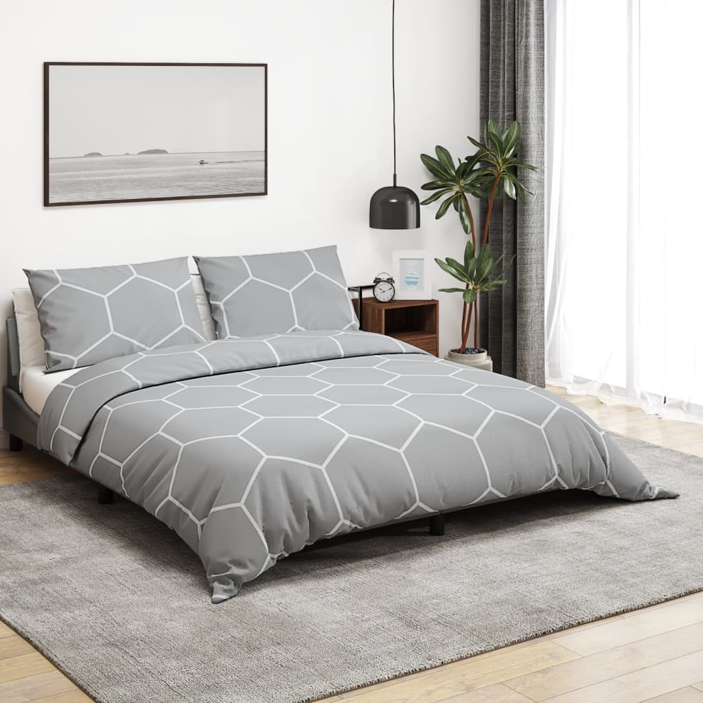 Bed linen 140x200 cm cotton - gray and white, 140 x 200 cm + 60 x 70 cm, 1, x - number 1.