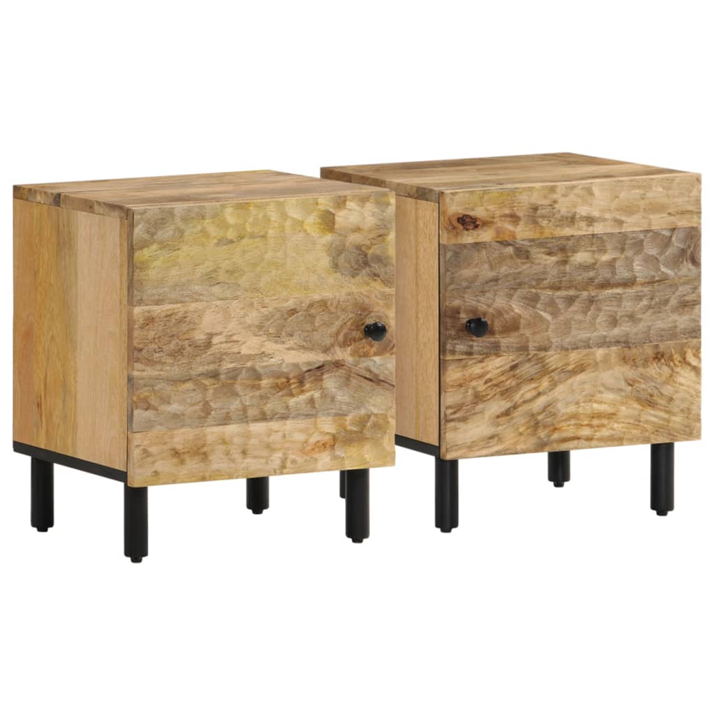 Sengeborde stk. 40x33x46 cm - naturfarvet, 2, massivt mangotræ - number 1.