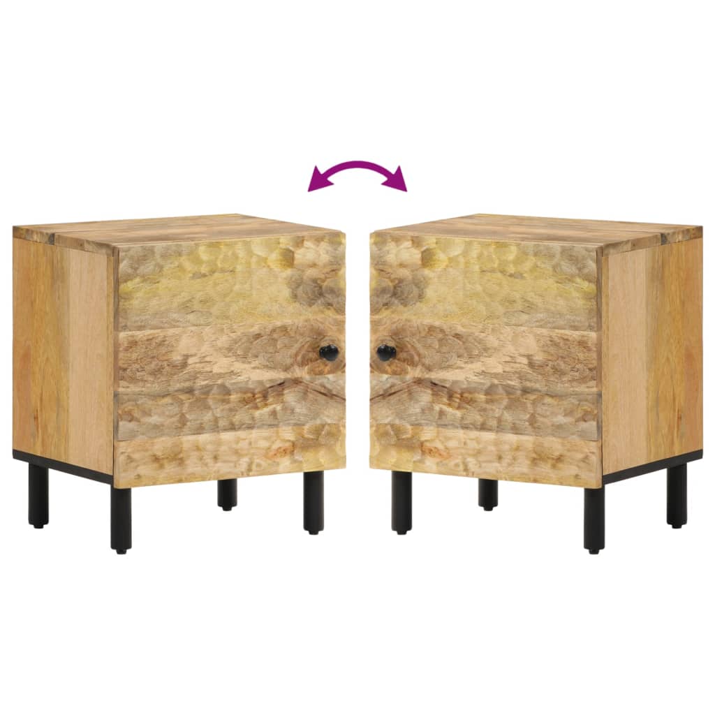 Sengeborde stk. 40x33x46 cm - naturfarvet, 2, massivt mangotræ - number 7.