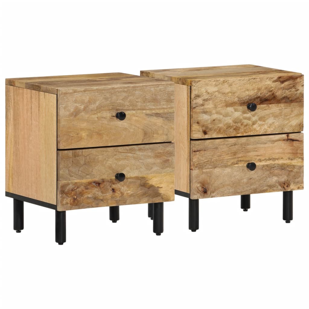 Sengeborde stk. 40x33x46 cm - naturfarvet, 2, massivt mangotræ - number 1.