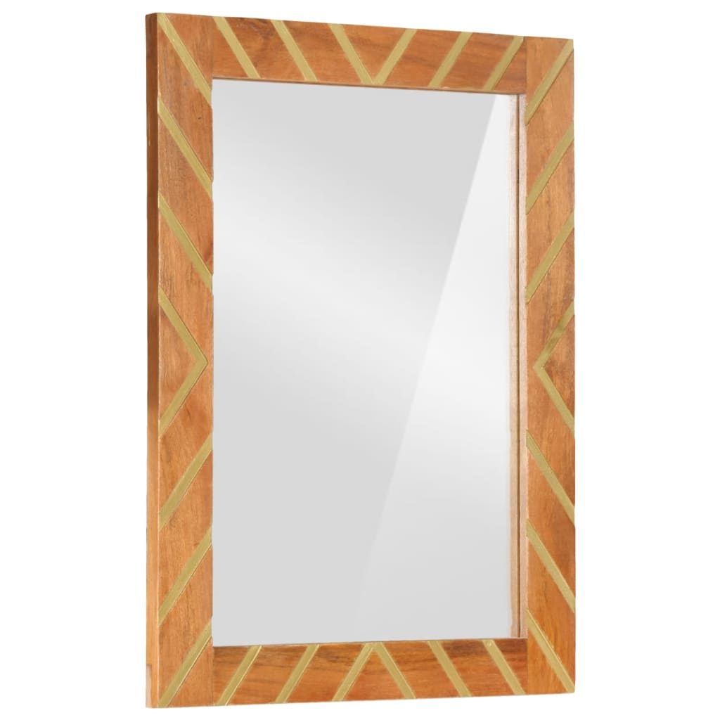 Bathroom mirror 50x70x3 cm solid mango wood and glass - brown, ooo 1 - number 2.