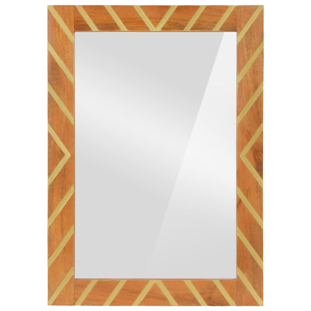 Bathroom mirror 50x70x3 cm solid mango wood and glass - brown, ooo 1 - number 3.
