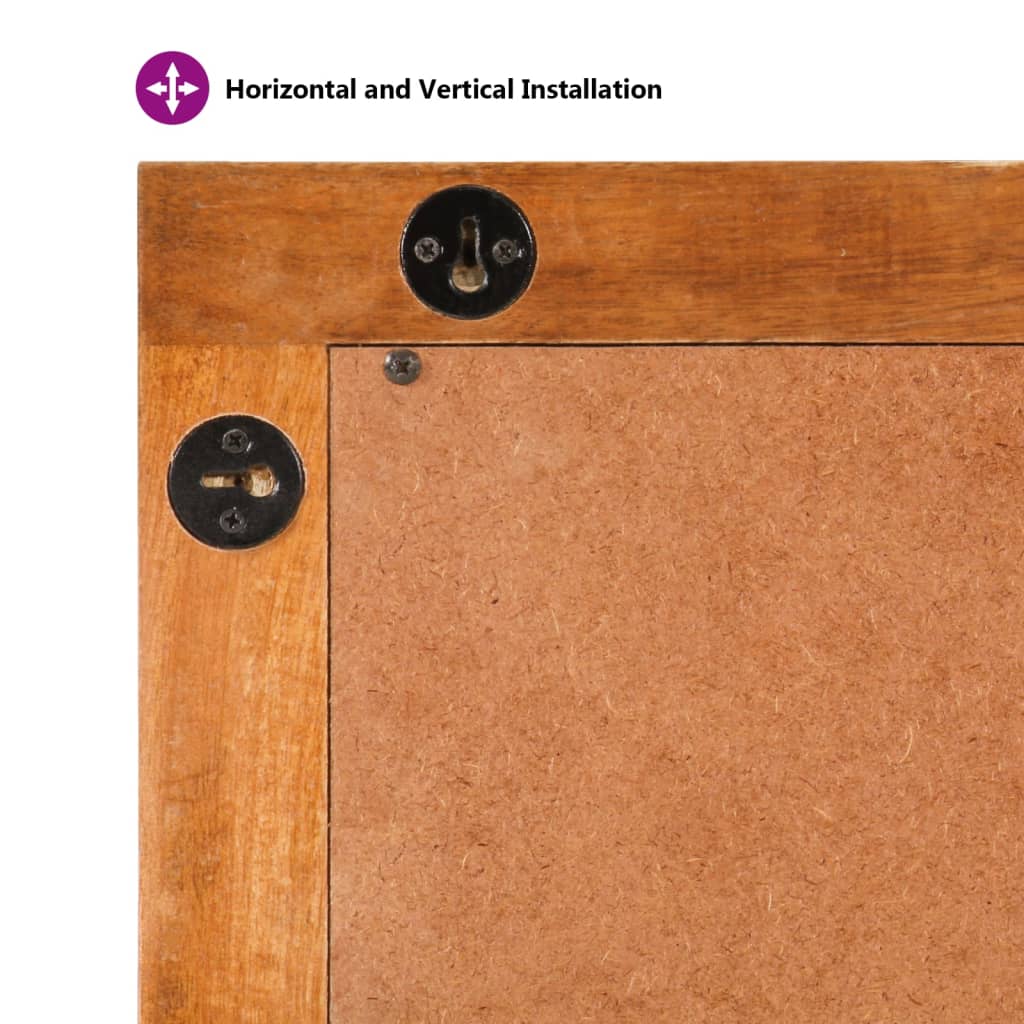 Bathroom mirror 50x70x3 cm solid mango wood and glass - brown, ooo 1 - number 8.