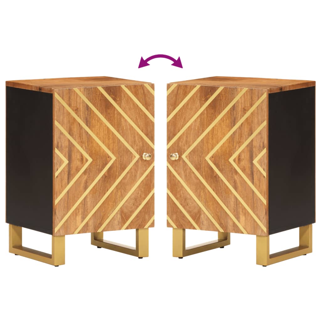 Badeværelsesskab 38x33,5x58 cm massivt mangotræ brun og sort - number 7.