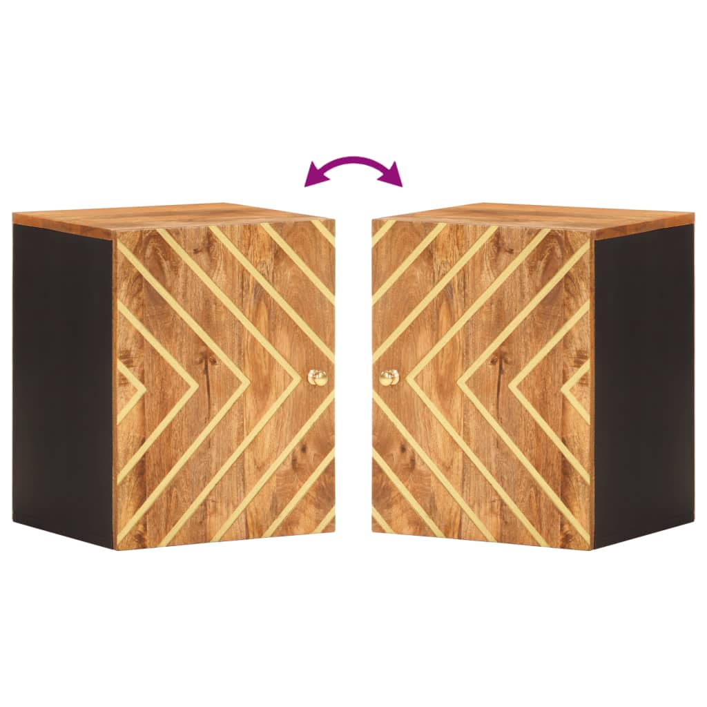 Zidni ormarić za kupaonicu masivno drvo mango smeđa i crna - number 7.