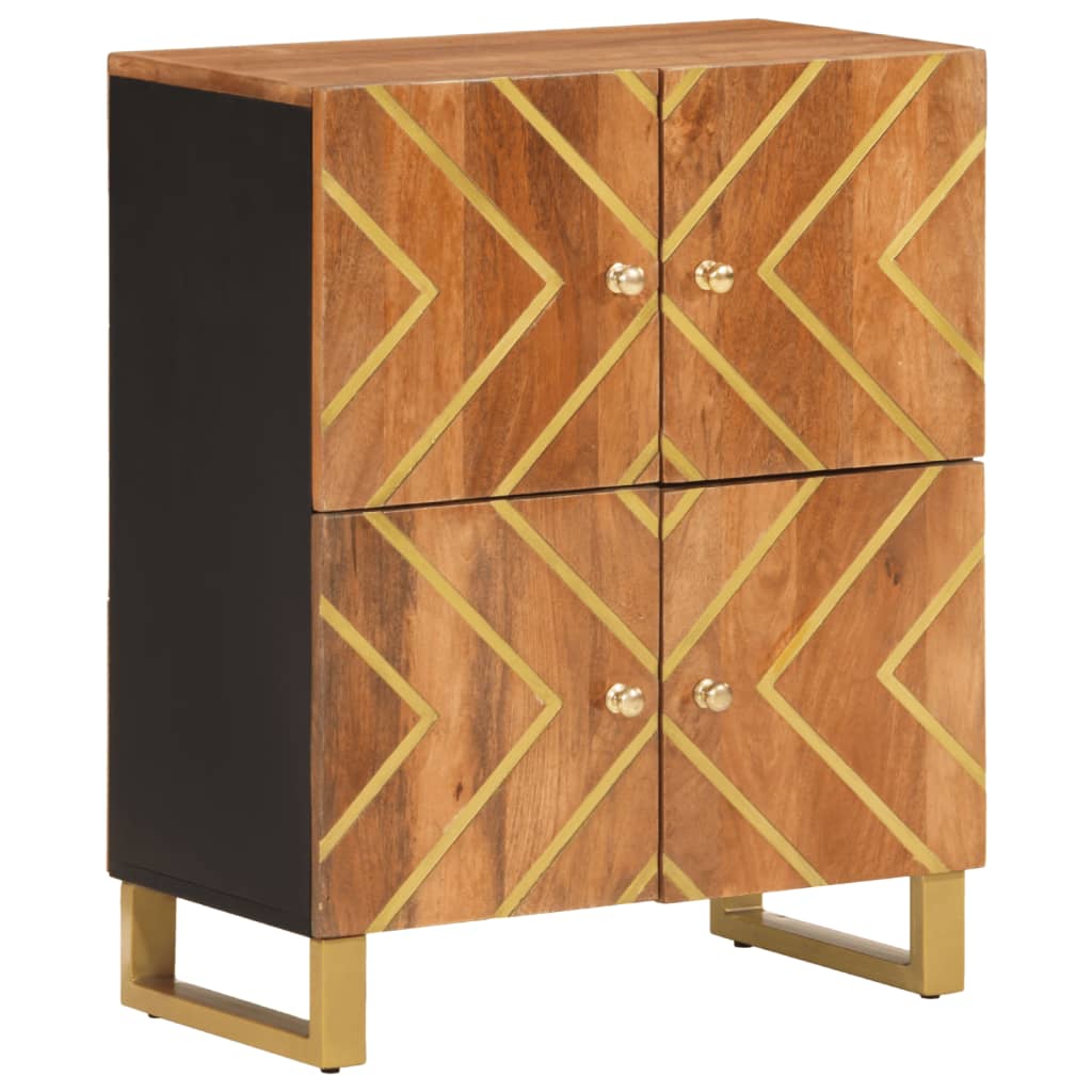 Sideboard 60x33.5x75 cm solid mango wood brown and black - 60 x 33 5 x 75 cm (w x d x h) - number 2.