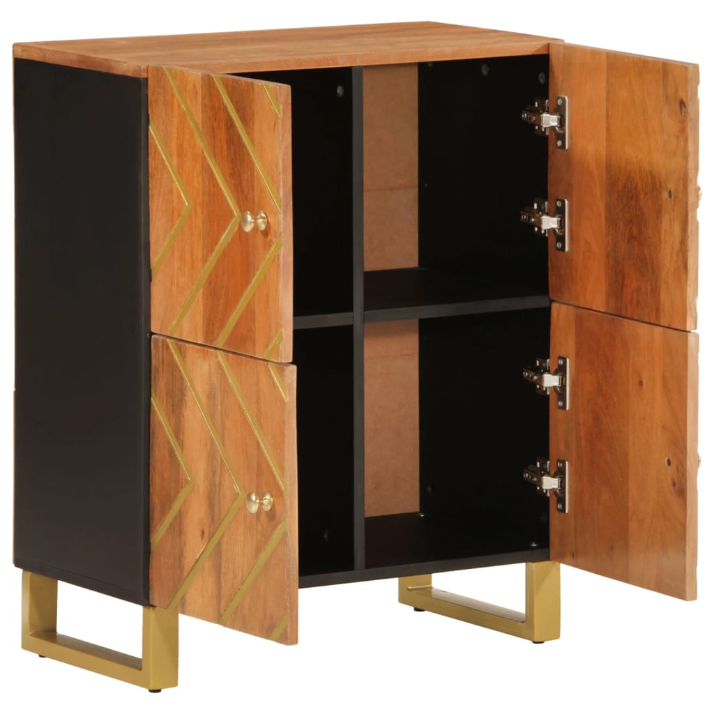 Sideboard 60x33.5x75 cm solid mango wood brown and black - 60 x 33 5 x 75 cm (w x d x h) - number 3.