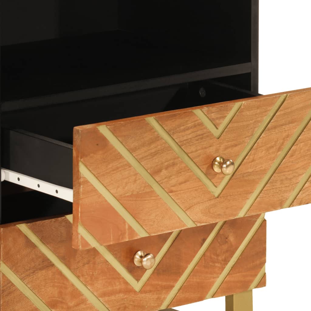 Noćni ormarić 50x33x60 cm masivno drvo manga smeđa i crna - number 7.