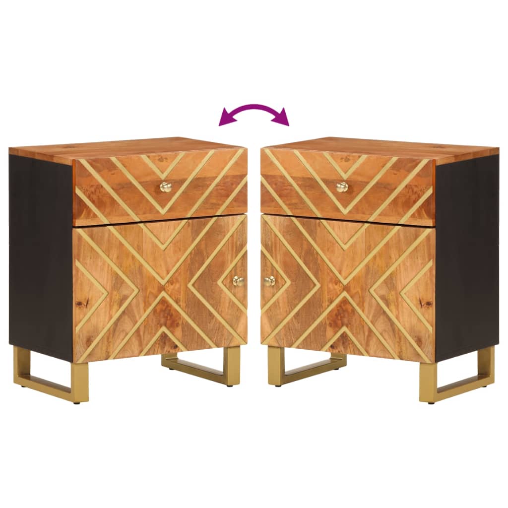 Noćni ormarić 50x33x60 cm masivno drvo manga smeđa i crna - number 7.