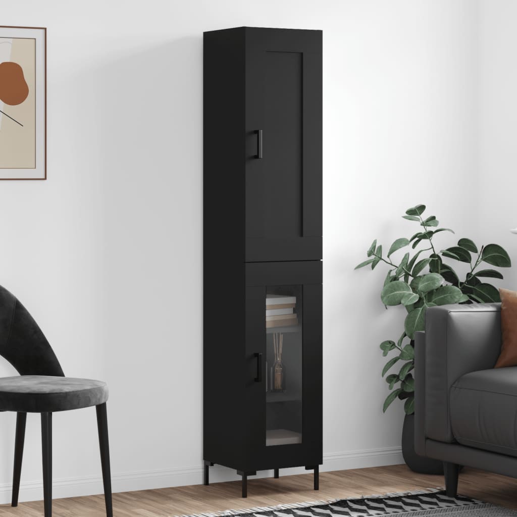 Skab 34,5x34x180 cm konstrueret træ sort - number 1.