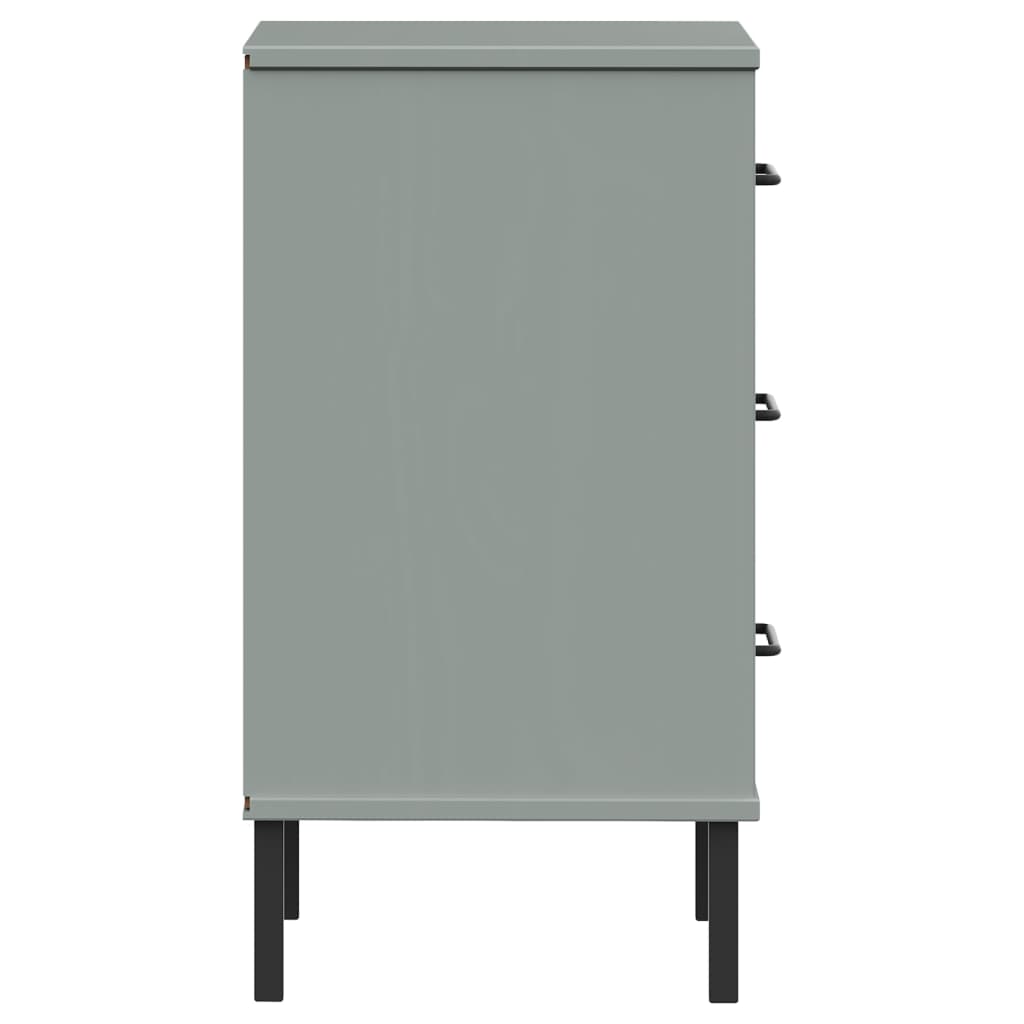 Sengebord med metalben oslo massivt fyrretræ - grå, 1 - number 6.