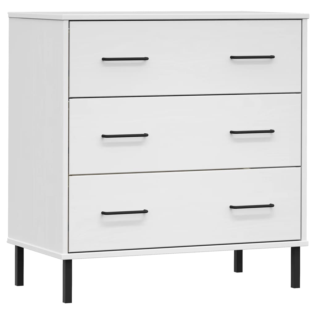 Sideboard with 3 drawers oslo 77x40x79.5 cm solid wood - white, 1 - number 2.