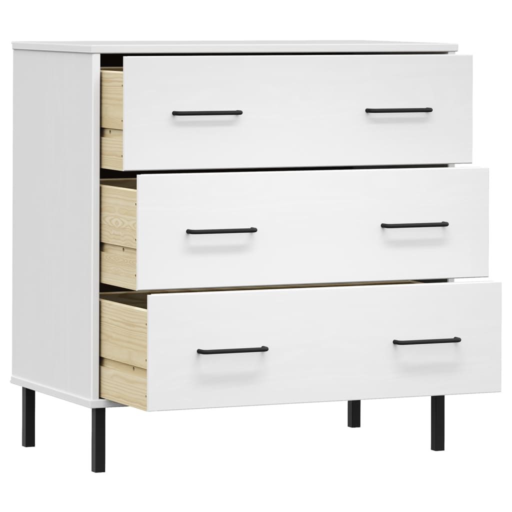 Sideboard with 3 drawers oslo 77x40x79.5 cm solid wood - white, 1 - number 5.