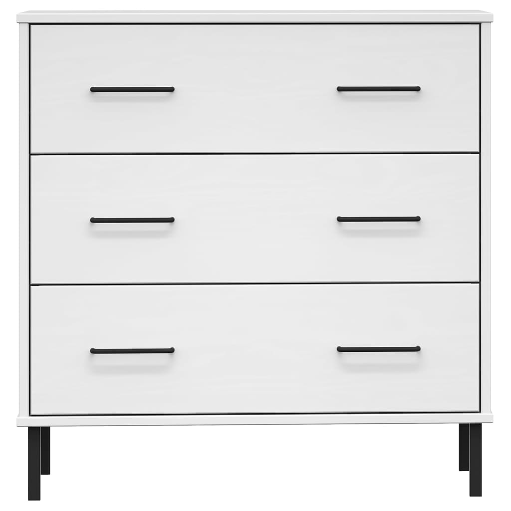 Sideboard with 3 drawers oslo 77x40x79.5 cm solid wood - white, 1 - number 4.