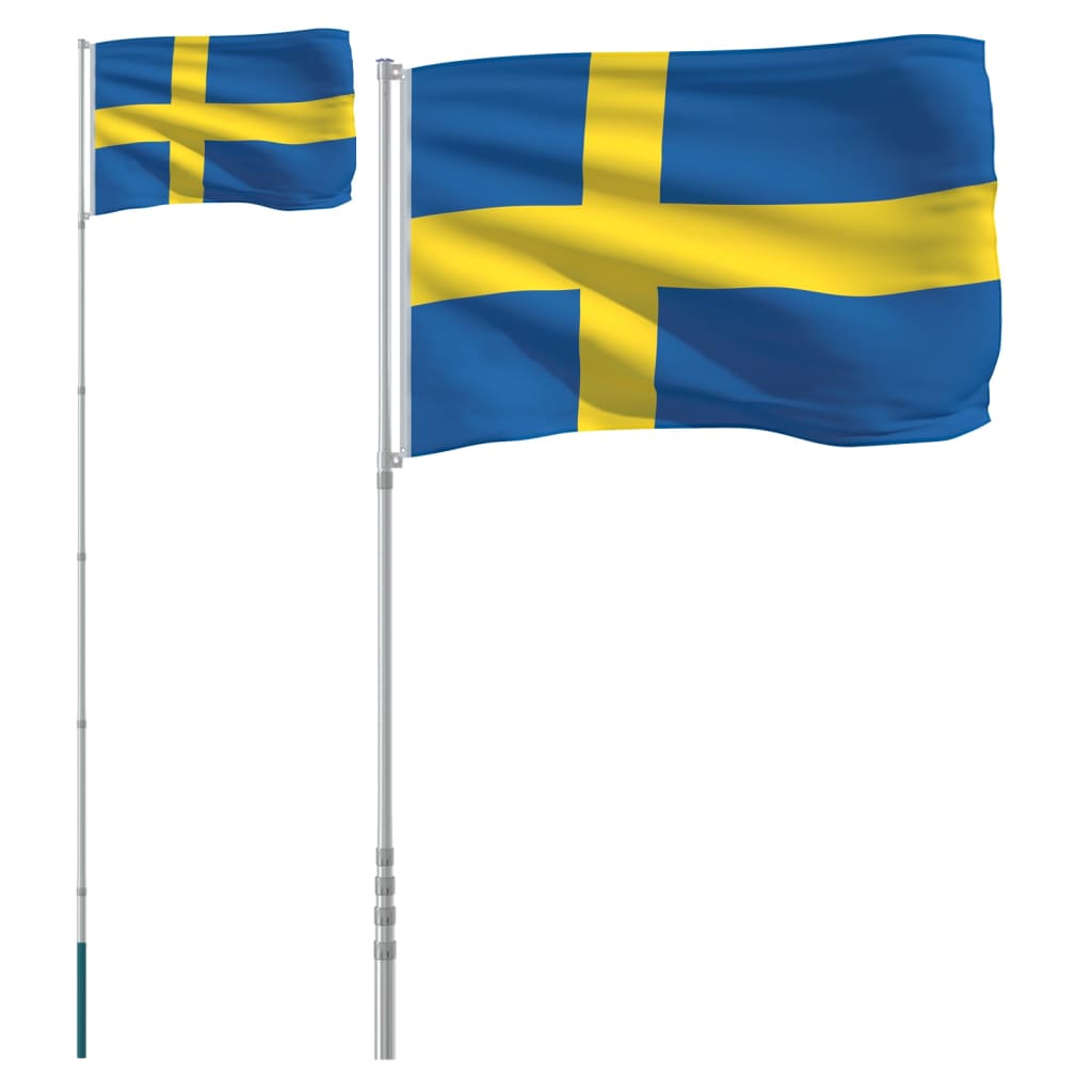 Swedish flag and flag pole 5.55 m aluminium - number 2.