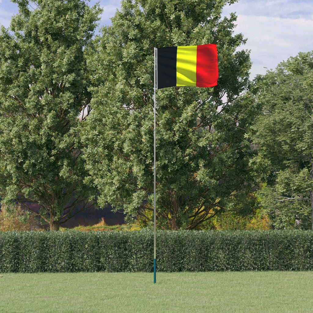 Belgien flag og flagstang 5,55 m aluminium - number 1.