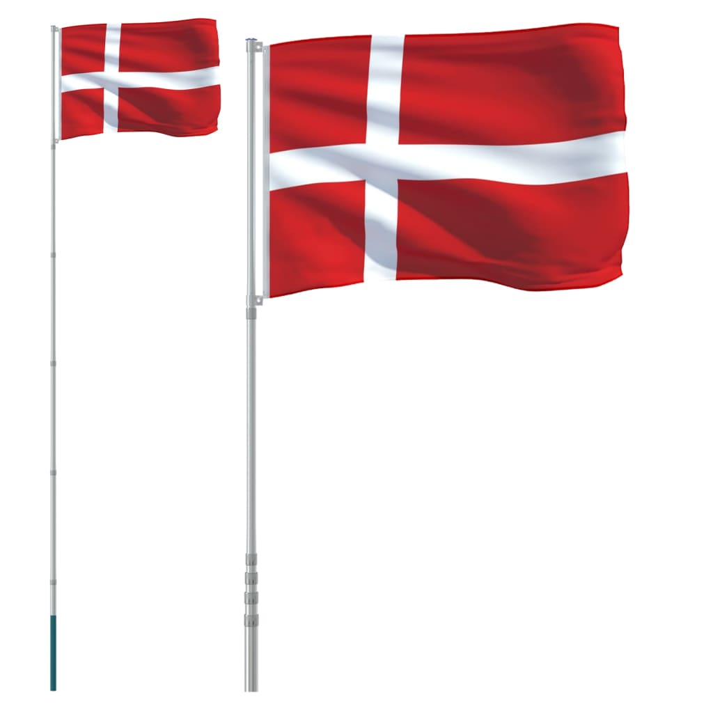 Danmark flag og flagstang 5,55 m aluminium - number 2.