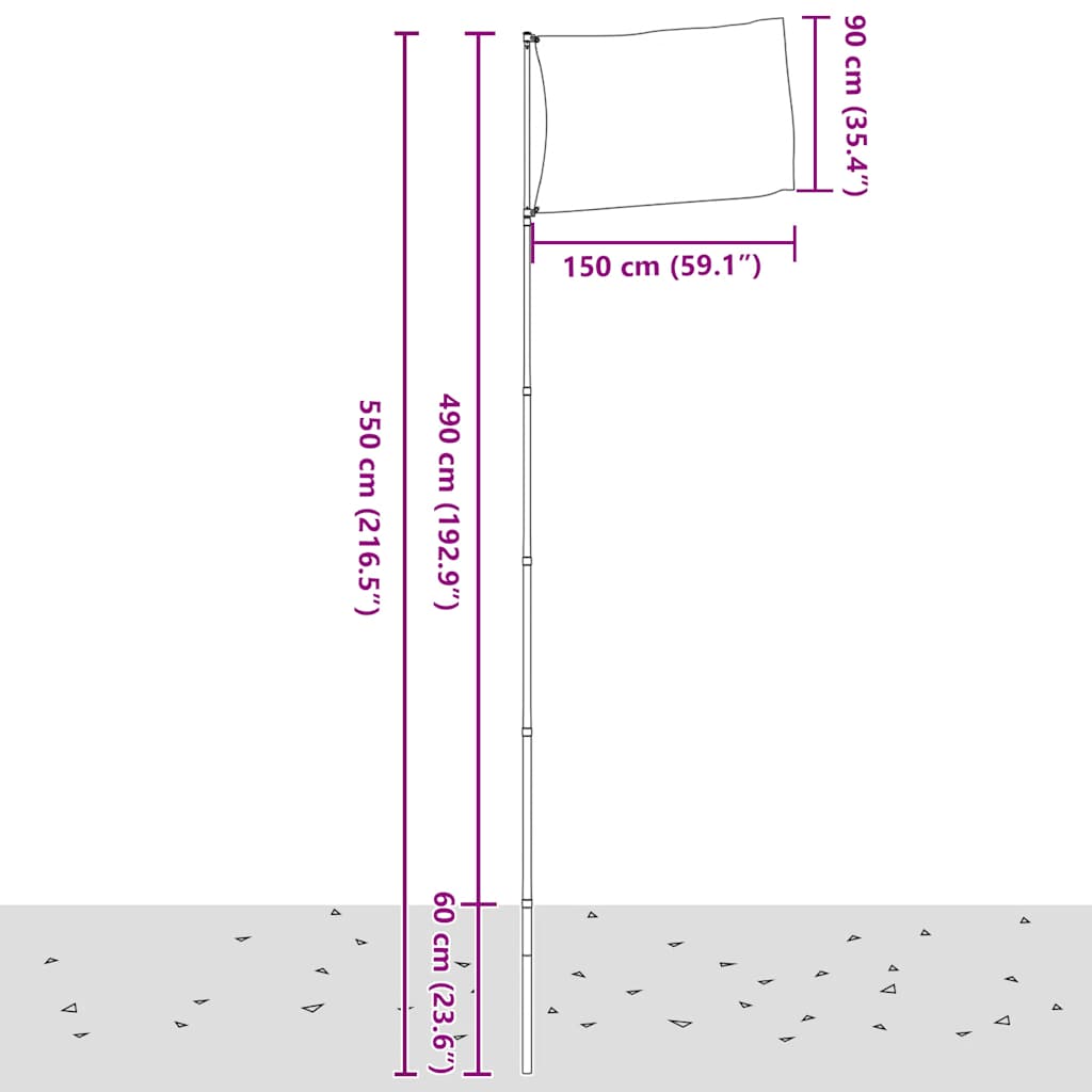 Drapeau de la france et mât de 5,55 m en aluminium - number 6.