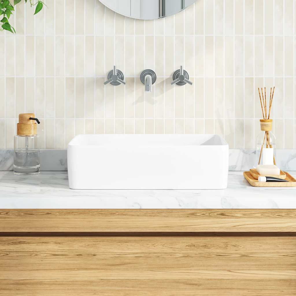 Tvättställ 48x37x13 cm keramisk rektangel vit - number 3.