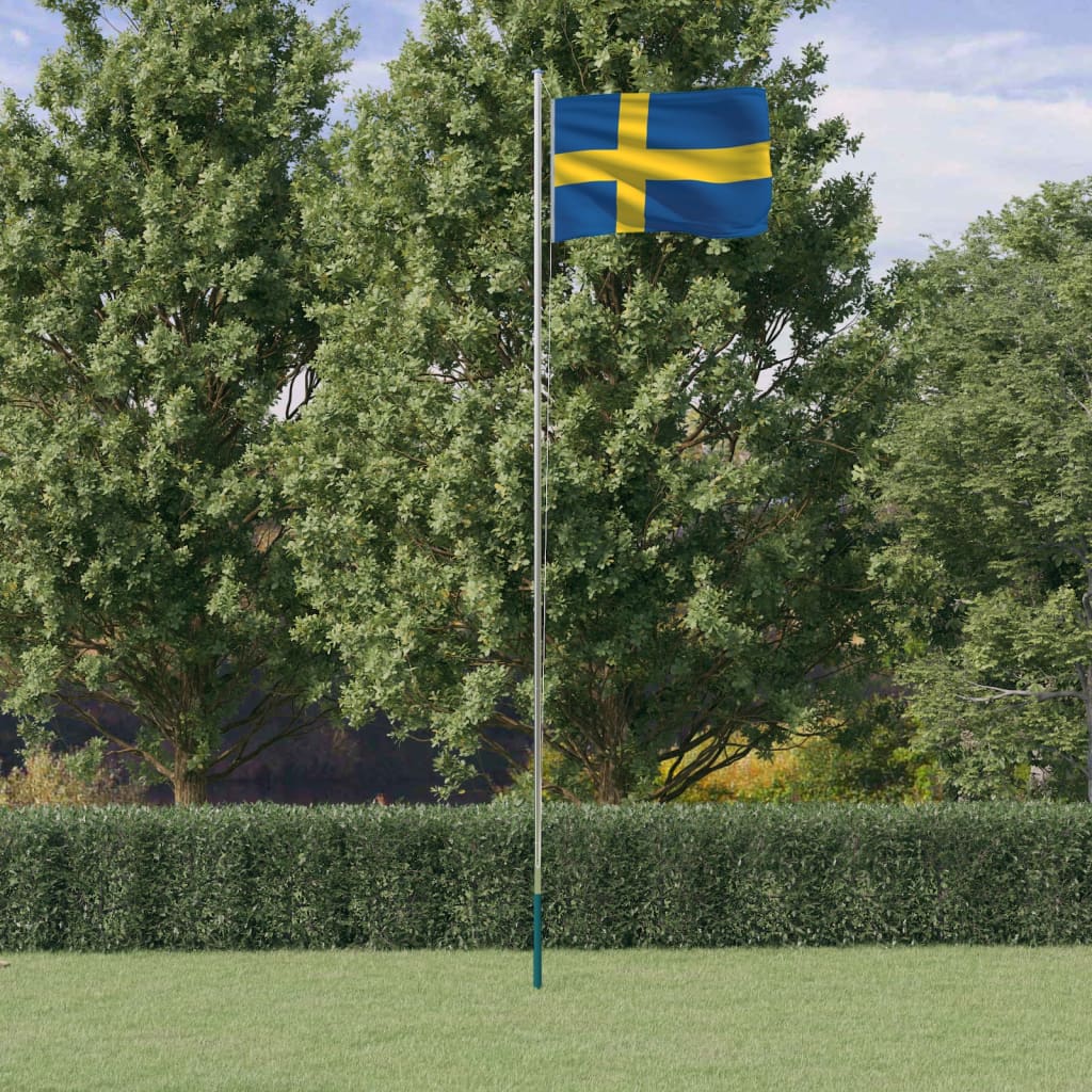 Sverige flag og flagstang 6,23 m aluminium - number 1.
