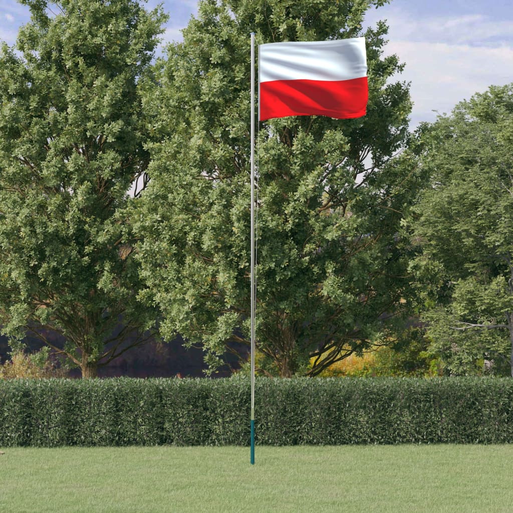 Polen flag og flagstang 6,23 m aluminium - number 1.