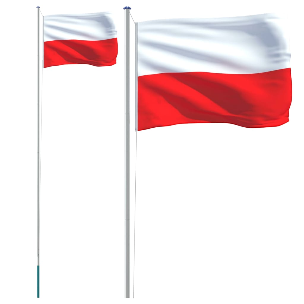 Polen flag og flagstang 6,23 m aluminium - number 2.