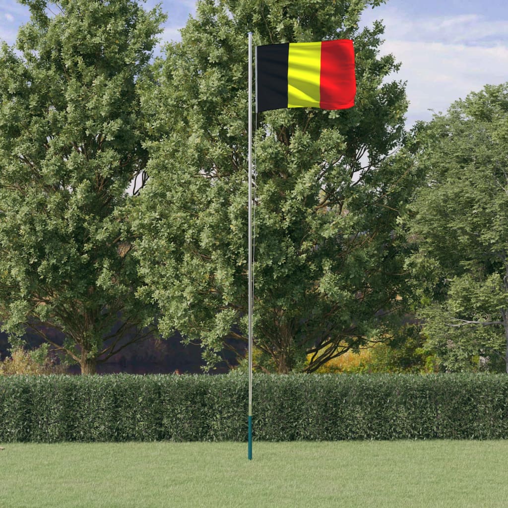 Belgien flag og flagstang 6,23 m aluminium - number 1.