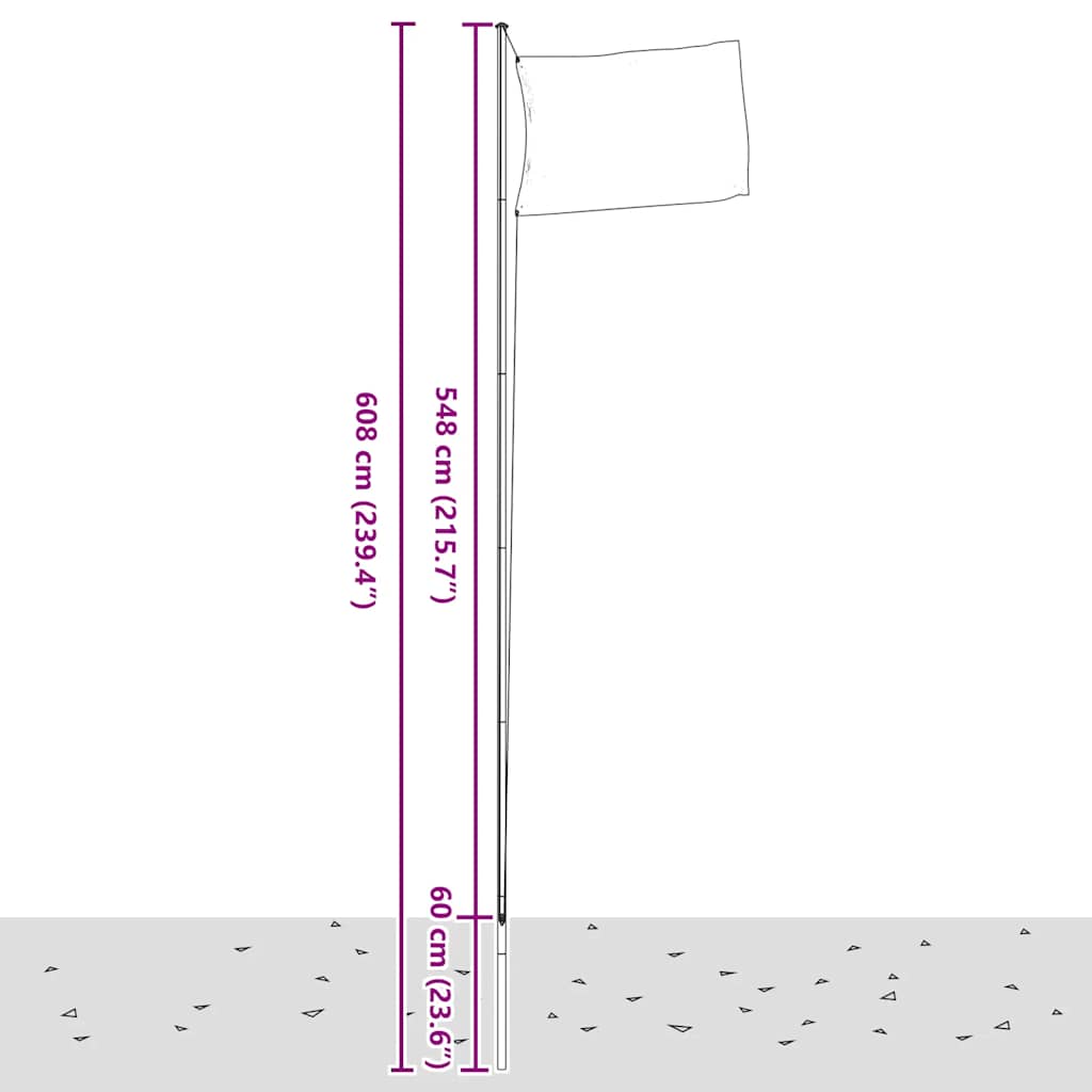 Drapeau et mât du danemark en aluminium de 6,23 m - number 6.