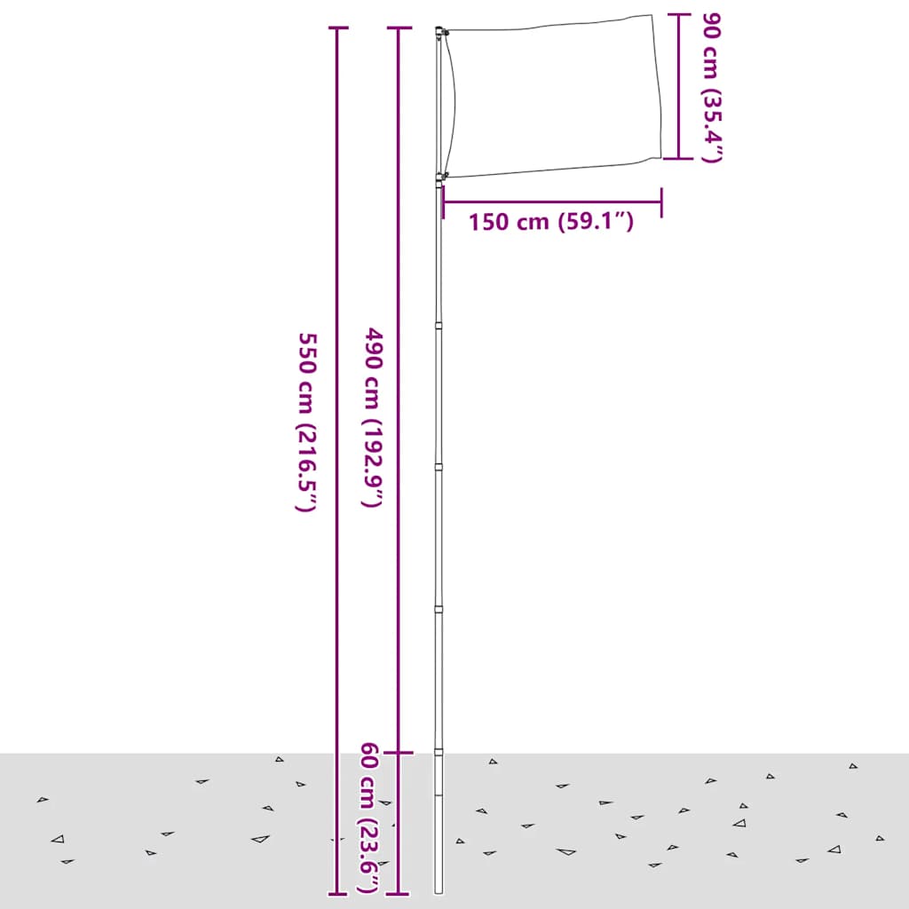 Mât télescopique pour drapeau 5,5 m en aluminium couleur argent - number 5.
