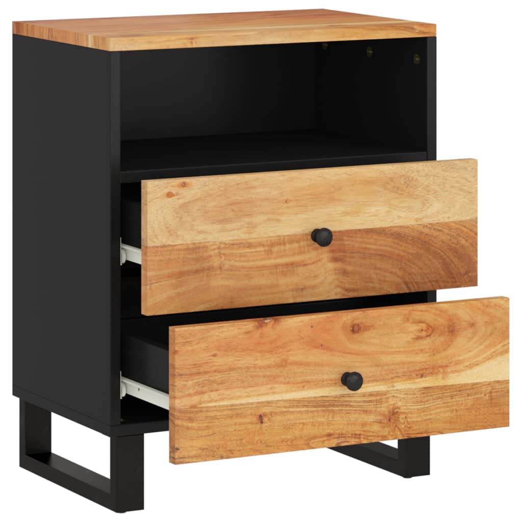 Noćni ormarić 50x33x62 cm masivno drvo bagrema i konstruirano drvo - number 4.