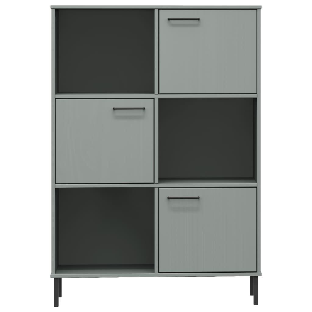 Bookcase with metal legs oslo 90x35x128.5 cm solid wood - grey, 1 - number 4.