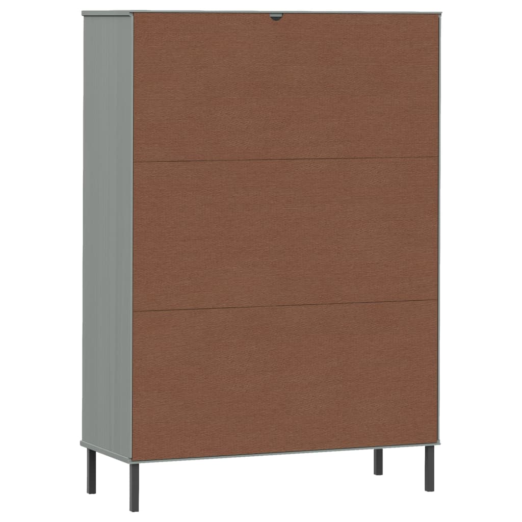 Bookcase with metal legs oslo 90x35x128.5 cm solid wood - grey, 1 - number 7.