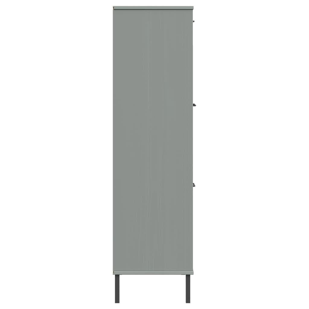 Bookcase with metal legs oslo 90x35x128.5 cm solid wood - grey, 1 - number 6.