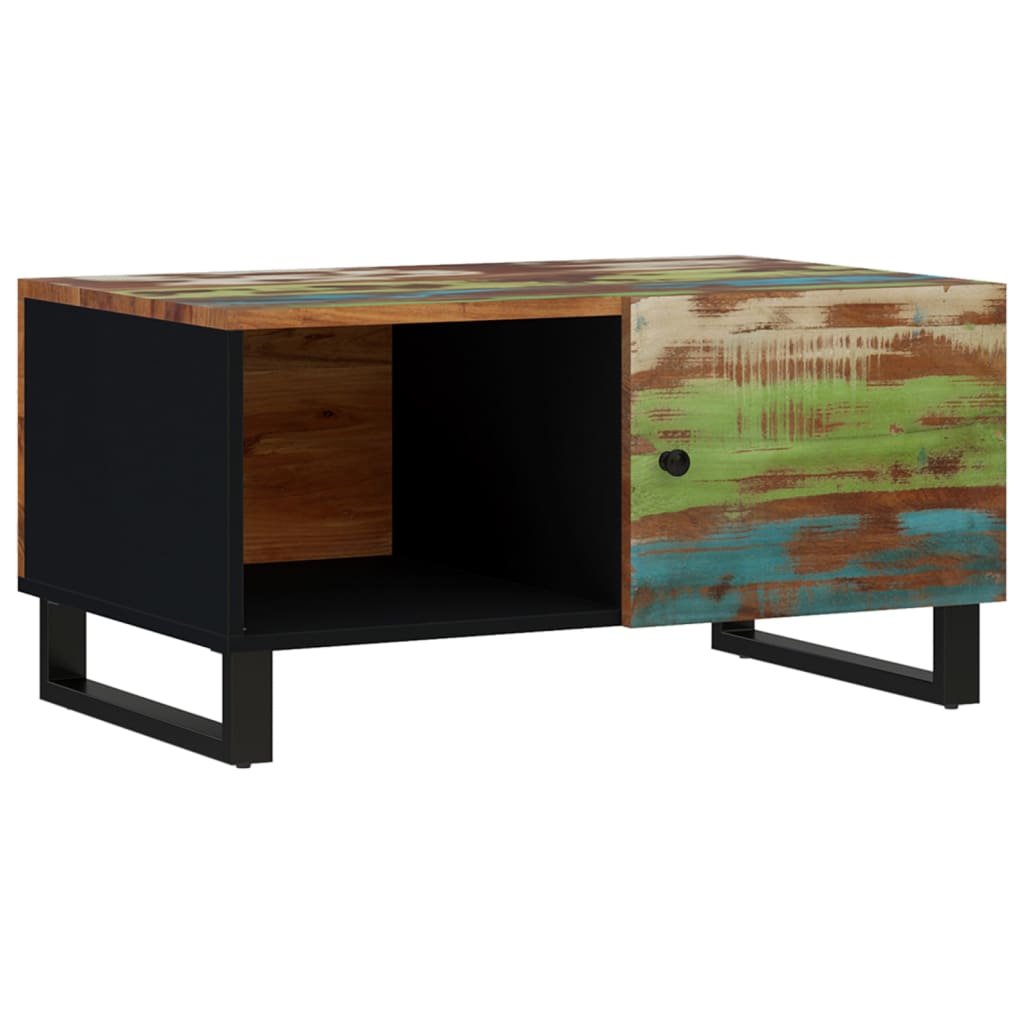 Sofabord 80x50x40 cm massivt genbrugstræ og konstrueret træ - number 12.