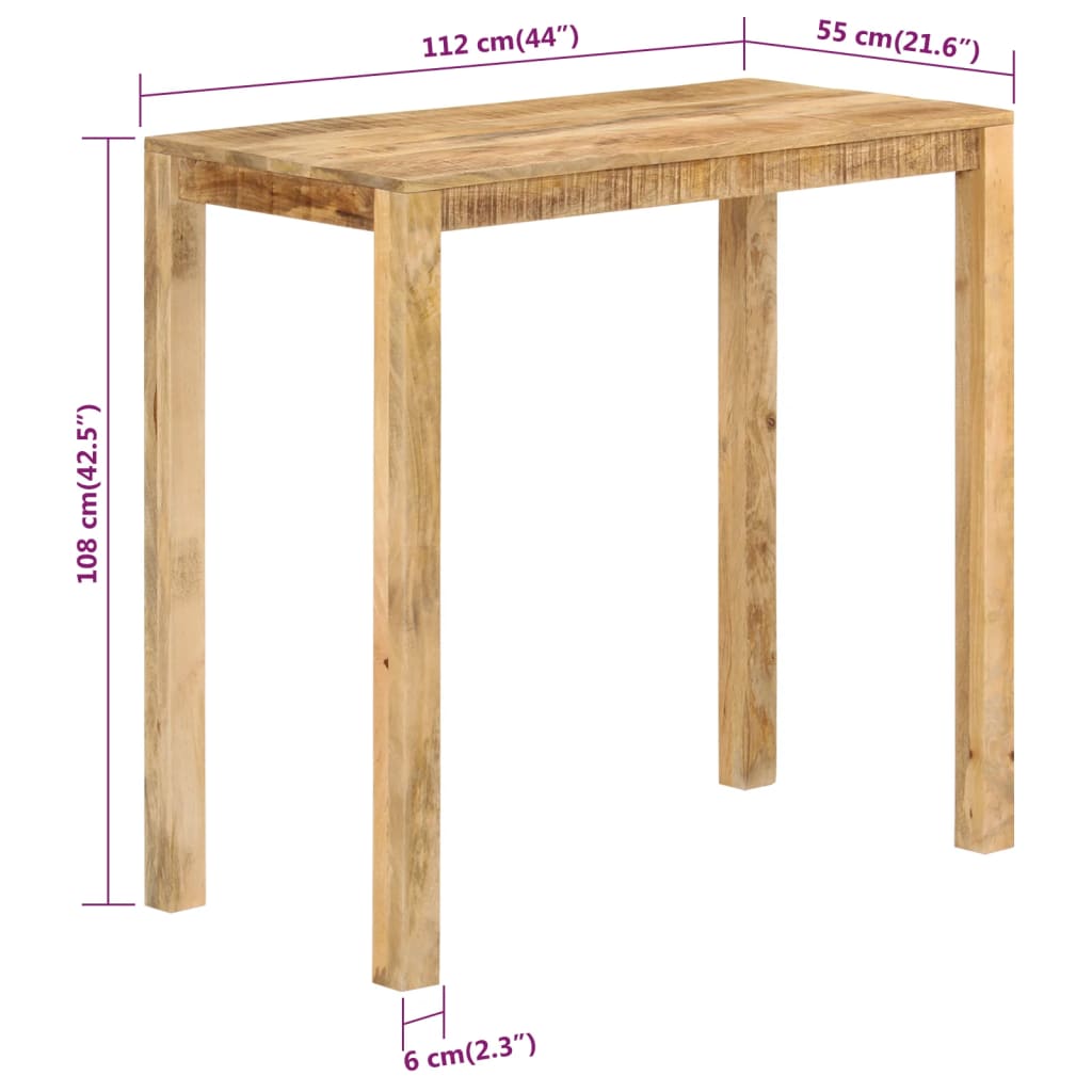 Barbord 112x55x108 cm massivt mangotræ - number 8.