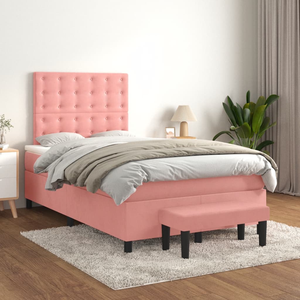 Continental bed velvet - pink, 120 x 200 cm, przyciski - number 1.
