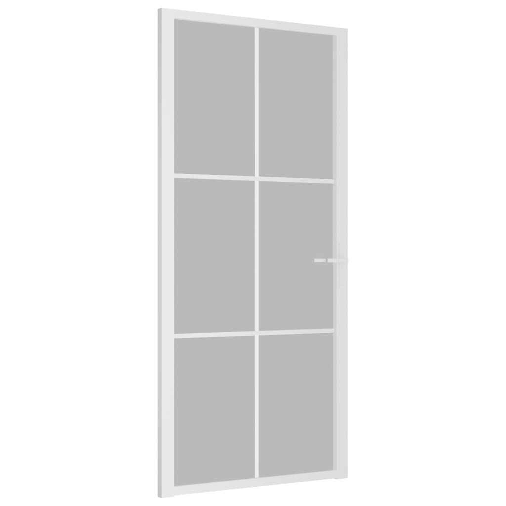 Dør 93x201,5 cm mat glas og aluminium hvid - hvid og matteret, 93 x 201.5 cm, 1, 3x2 gitter - number 2.