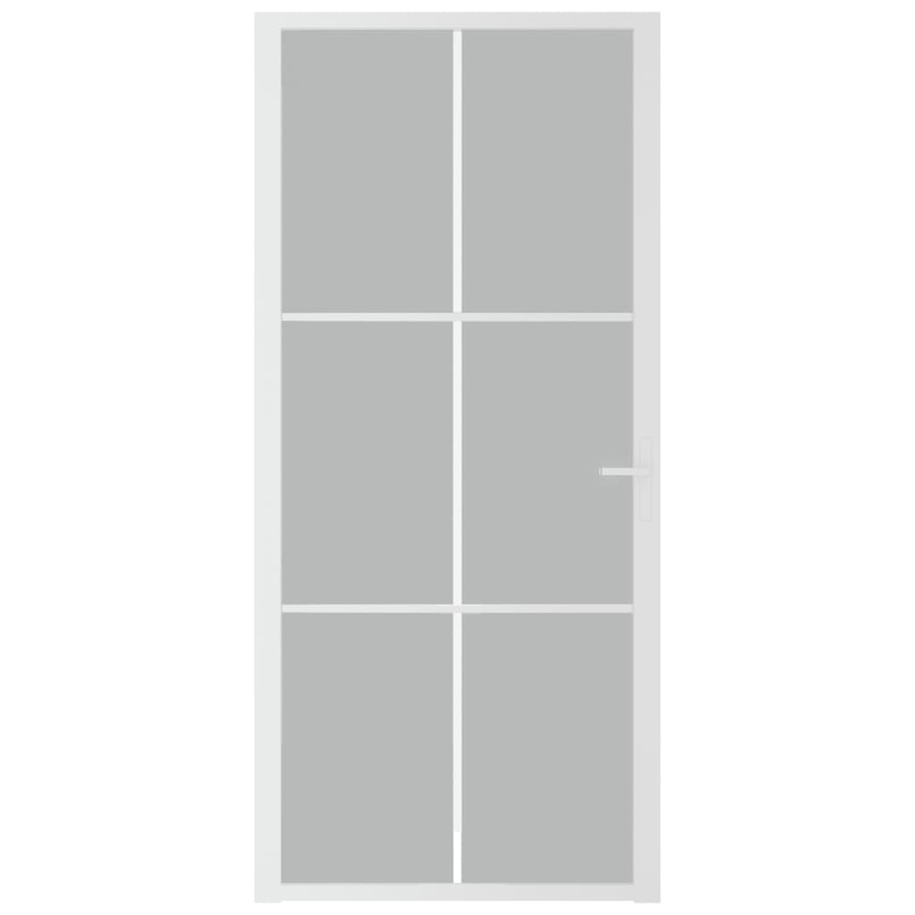 Dør 93x201,5 cm mat glas og aluminium hvid - hvid og matteret, 93 x 201.5 cm, 1, 3x2 gitter - number 3.